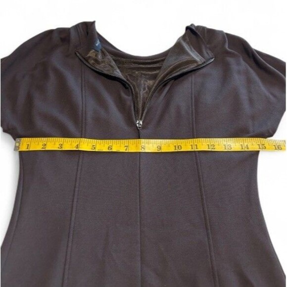 Piazza Sempione Italian Luxury Womens Sheath Dress Brown Stretch Career Timeless - Picture 10 of 11